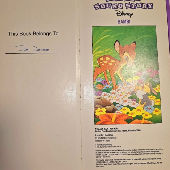 1991 Disney Bambi Golden Sound Story, Touch 'n' Listen Electronic Storybook HTF - Picture 2 of 5